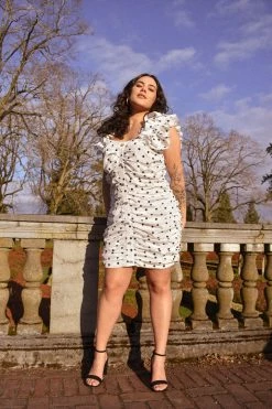 Confête Chrissy Ruched Polka Dot Mini Dress