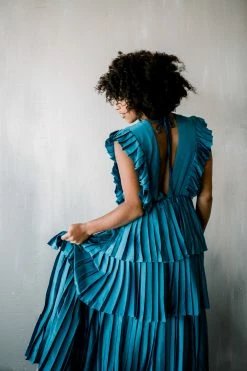 Confête Clothing Clara Ruffle Tier Maxi Dress - Deep Teal