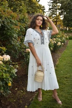 Confête Cleo White Boho Maxi Dress Clothing