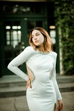 Blithe Gigi White Maxi With Rhinestone Trim