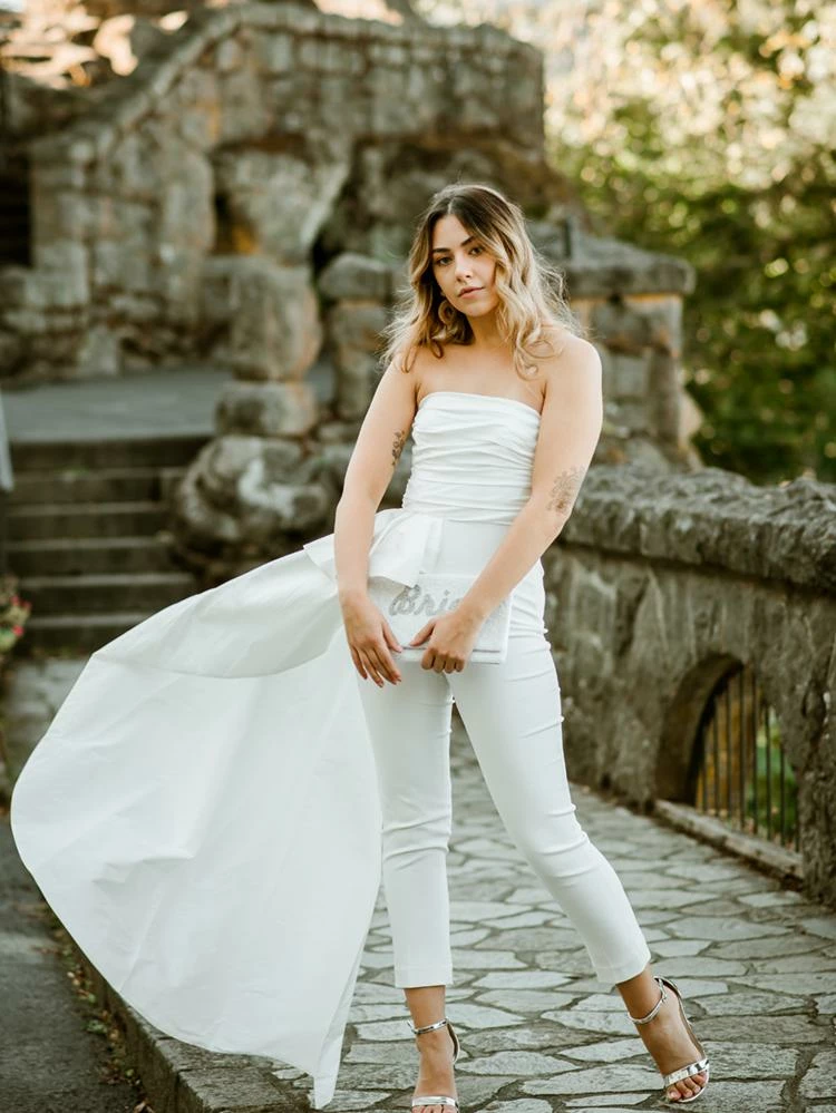 Jay Godfrey SOLD OUT - Sky Strapless Side-Draped Taffeta Jumpsuit 5 Jay Godfrey SOLD OUT - Sky Strapless Side-Draped Taffeta Jumpsuit