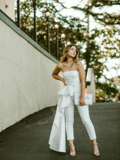 Cheap Confête Store 2 Jay Godfrey SOLD OUT - Sky Strapless Side-Draped Taffeta Jumpsuit