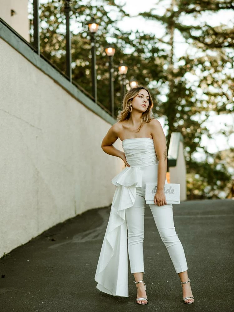 Jay Godfrey SOLD OUT - Sky Strapless Side-Draped Taffeta Jumpsuit 2 Jay Godfrey SOLD OUT - Sky Strapless Side-Draped Taffeta Jumpsuit