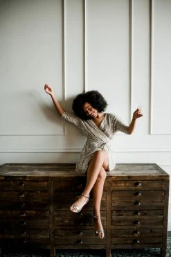 Confête Bianca Silver Sequin Wrap Dress Clothing