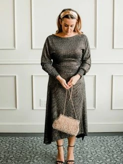 Confête Sofia Metallic Knit Maxi Dress