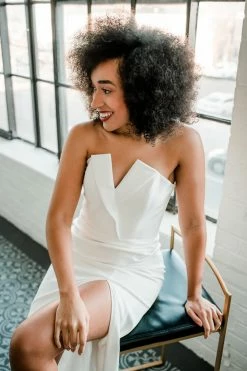 Jay Godfrey Clothing Sylvia White Tuxedo Lapel Column Dress