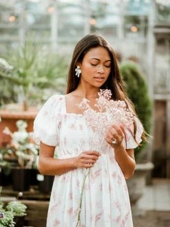 Free The Roses English Rose Puff Sleeve Floral Maxi