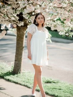 Confête Clothing Juliet White Babydoll Mini Dress