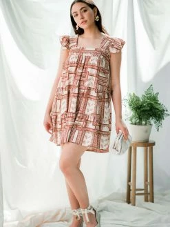 Confête Carmen Botanical Square Neck Mini Dress