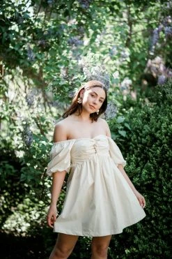 En Saison Clothing Caroline Oatmeal Poplin Babydoll Dress