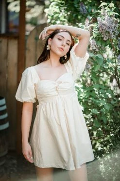 En Saison Clothing Caroline Oatmeal Poplin Babydoll Dress