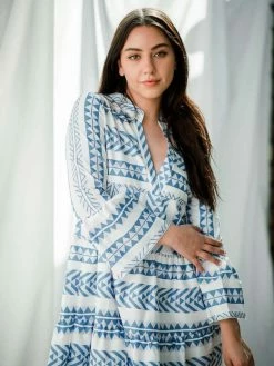 Confête Coral Cay Geo Print Mini Dress - Blue Clothing