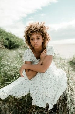 Confête Violet Ditsy Floral Maxi Dress Clothing