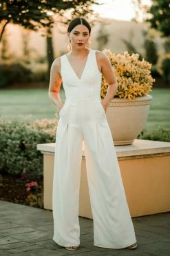 Amsale Bridal Clothing Elyse Sheer Back Jumpsuit