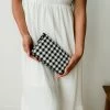 Confête Black And White Gingham Clutch Accessories