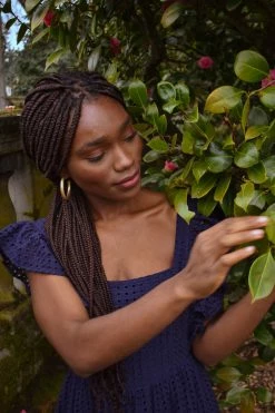 En Saison Edgartown Navy Eyelet Midi Dress