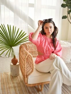 4SI3NNA Adison Pink Cutout Top