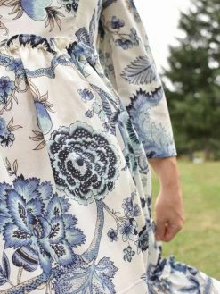 Confête Clothing Montauk Blue Floral Puff Sleeve Maxi Dress