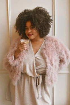 Confête Clothing Juliette Champagne Metallic Wrap Mini Dress