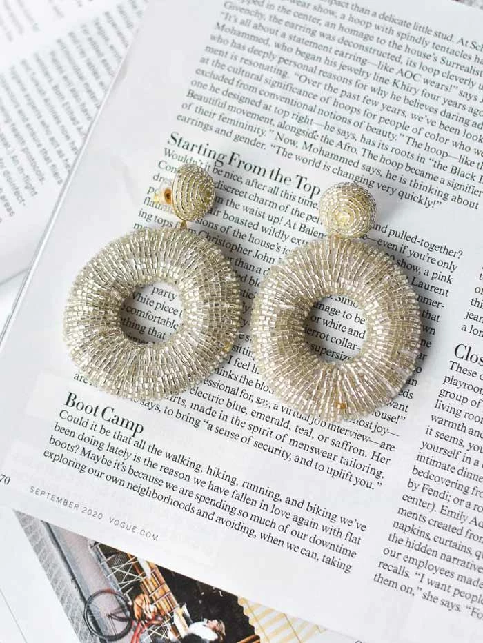 Confête Susana Beaded Circle Drop Earrings - Silver The Bridal Suite 3 Confête Susana Beaded Circle Drop Earrings - Silver The Bridal Suite