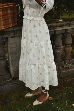 Confête Clothing SOLD OUT - Dorset White And Purple Floral Midi Dress