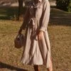 Confête Clothing Tan Stripe Stacey Shirtdress