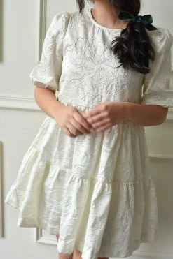 En Saison Clothing SOLD OUT - Charlotte Ivory Jacquard Tiered Mini Dress