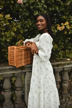 Confête Clothing SOLD OUT - Dorset White And Purple Floral Midi Dress