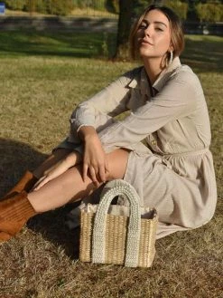 Confête Clothing Tan Stripe Stacey Shirtdress