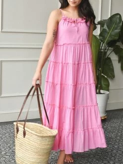 Charlie Holiday Clothing Senorita Pink Maxi Dress
