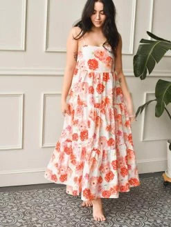 Charlie Holiday SOLD OUT - Isabella Orange Floral Maxi Dress