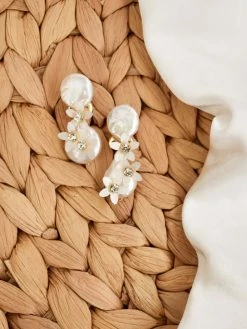 The Pink Reef The Bridal Suite Vivian Pearl Short Dangle Earrings