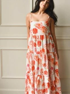 Charlie Holiday SOLD OUT - Isabella Orange Floral Maxi Dress