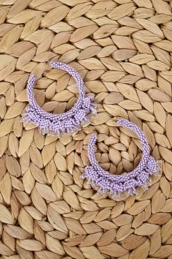 Treasure Jewels Accessories SOLD OUT - Lavender Beaded Hoop Earrings