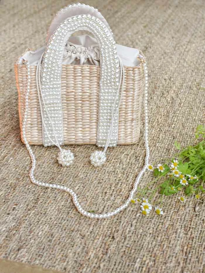 Confête The Bridal Suite Grace Faux-Pearl Embellished Woven Tote 3 Confête The Bridal Suite Grace Faux-Pearl Embellished Woven Tote