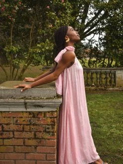 Sundress Occasion SOLD OUT - Clementine One Shoulder Maxi Dress - Lipstick Pink