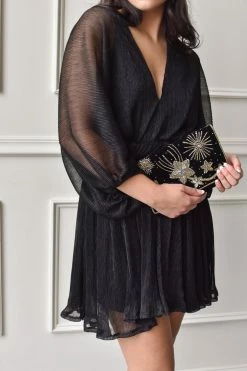 Confête SOLD OUT - Paris Metallic V Neck Mini Dress Clothing