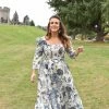 Confête Clothing Montauk Blue Floral Puff Sleeve Maxi Dress