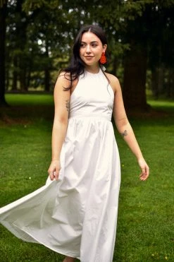 En Saison Farrah White Halter Midi Dress Clothing