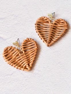 Confête Summer Love Rattan Heart Earrings