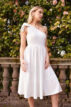 Confête Julia One Shoulder Bow Midi Dress