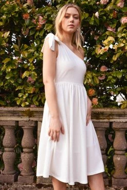 Confête Julia One Shoulder Bow Midi Dress 8 Confête Julia One Shoulder Bow Midi Dress