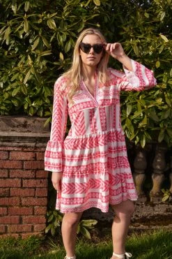 Confête Coral Cay Geo Print Mini Dress - Pink