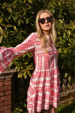 Confête Coral Cay Geo Print Mini Dress - Pink