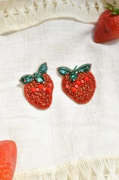 Treasure Jewels Accessories Fresas Beaded Strawberry Stud Earrings
