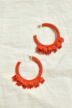 Treasure Jewels Accessories SOLD OUT - Claudia Red Beaded Hoop Earrings