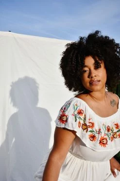 Confête Punta Mita Off The Shoulder Embroidered Maxi Dress Clothing