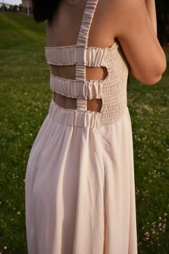 Confête Clothing Jade Cream Cut-Out Midi Dress