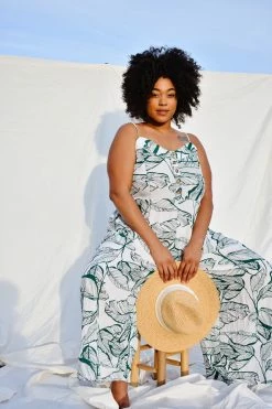 Confête Kiana Palm Print Wide Legged Jumpsuit