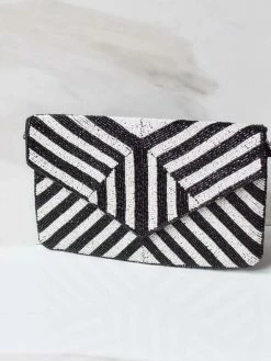 Treasure Jewels Accessories Beaded Black And White Clutch